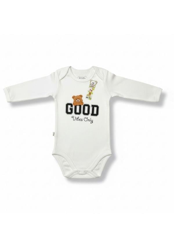 Bebek Good Vibes Only Yazılı Uzun Kollu Çıtçıtlı Body