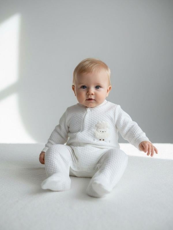 Bebek Kuzu Desenli Kapitone Fermuarlı Tulum