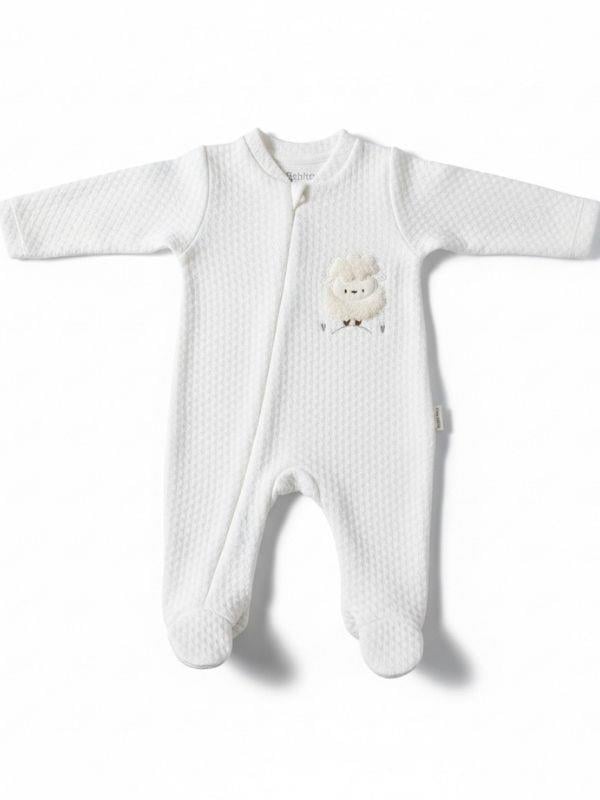 Bebek Kuzu Desenli Kapitone Fermuarlı Tulum