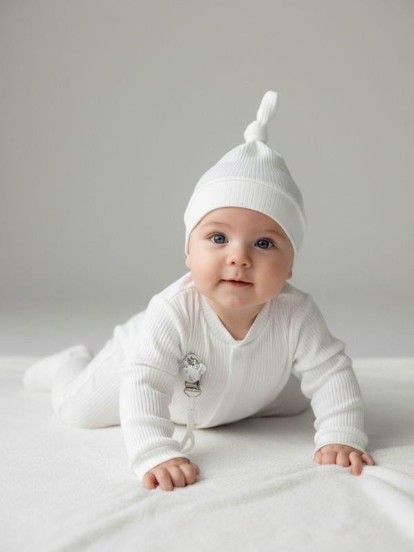 Bebek Modal Kumaş Patikli Şapkalı Tulum