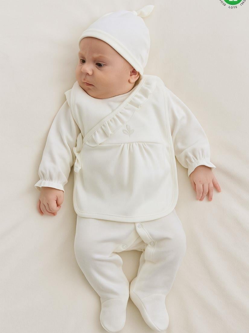 Bebek Organik Pamuk Fırfır Detaylı 10 Parça Hastane Çıkışı