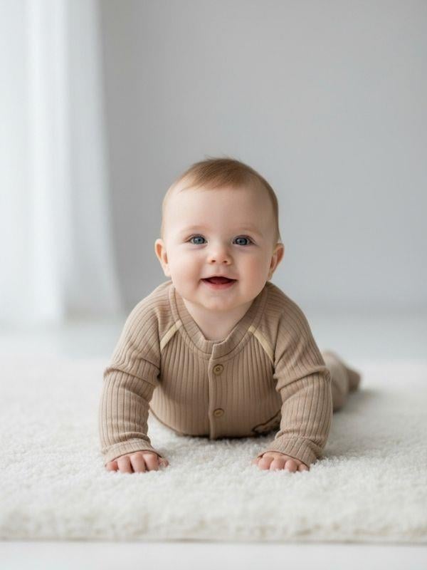 Bebek Organik Pamuklu Ayıcık Nakışlı Tulum