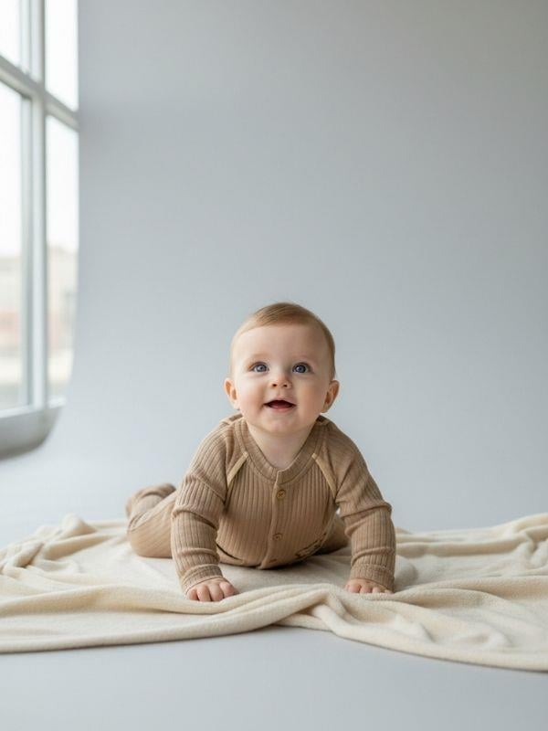 Bebek Organik Pamuklu Ayıcık Nakışlı Tulum