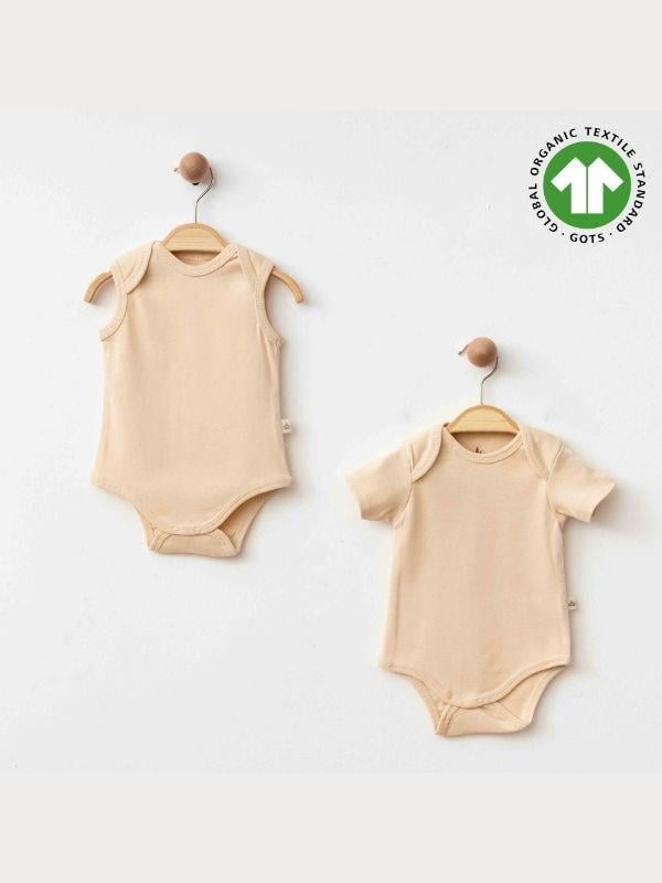Bebek Organik Pamuklu Kolsuz Çıtçıtlı İkili Body Set