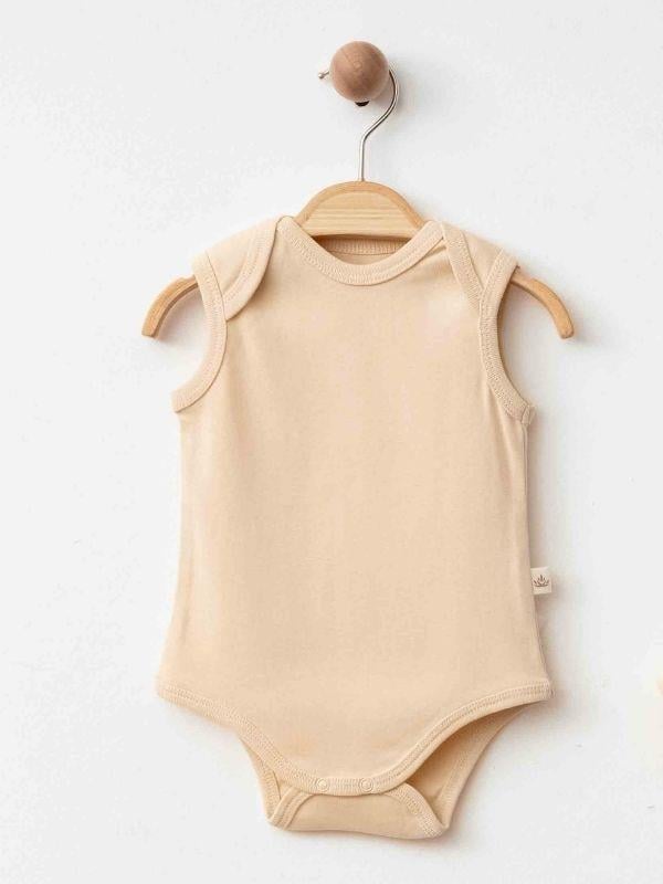 Bebek Organik Pamuklu Kolsuz Çıtçıtlı İkili Body Set
