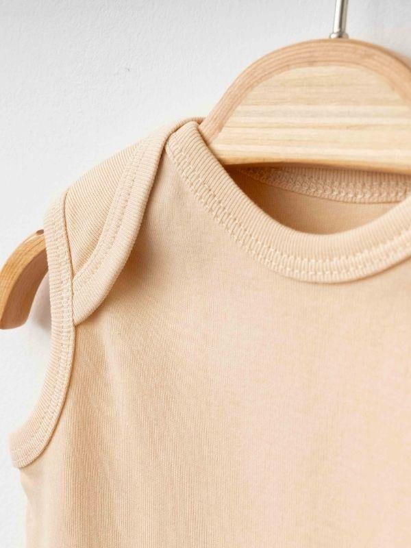 Bebek Organik Pamuklu Kolsuz Çıtçıtlı İkili Body Set