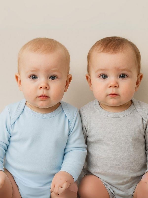 Bebek Organik Pamuklu Uzun Kollu Mavi Gri Body 2’li Set