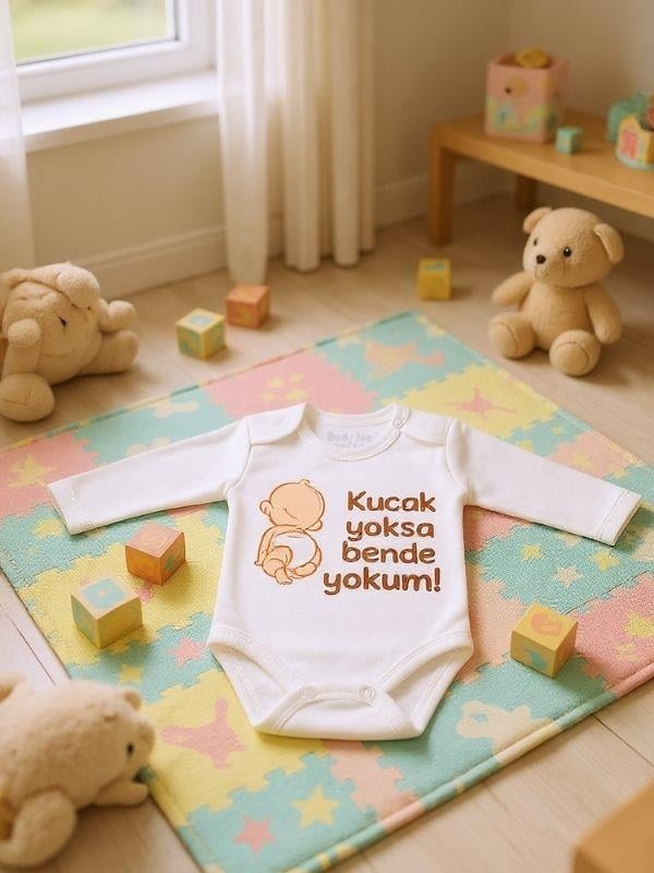 Bebek Pamuklu Kucak Yoksa Ben Yokum Yazılı Uzun Kol Body
