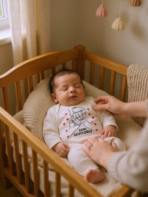 Bebek Pamuklu Seni Seviyoruz Yazılı Uzun Kol Body