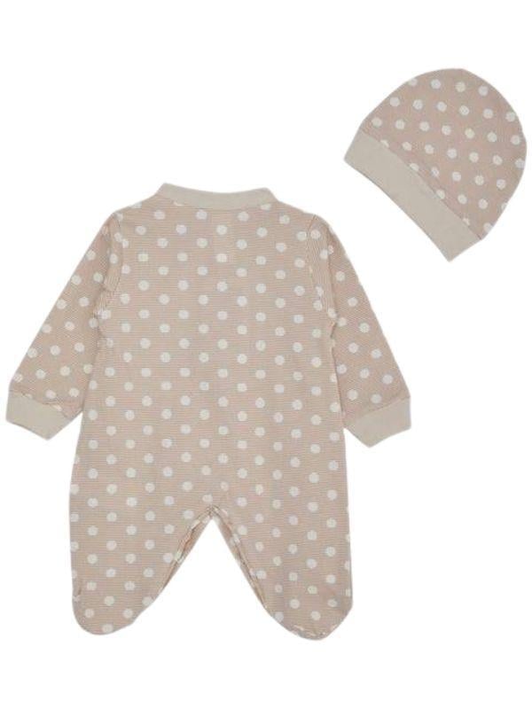 Bebek Şapkalı Desenli Pamuklu Patikli Tulum