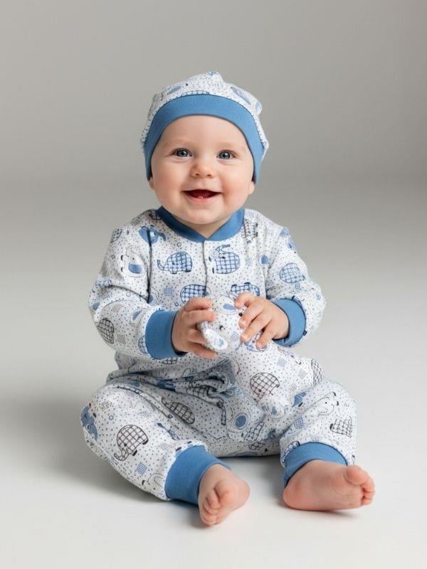 Bebek Şapkalı Desenli Pamuklu Patiksiz Tulum