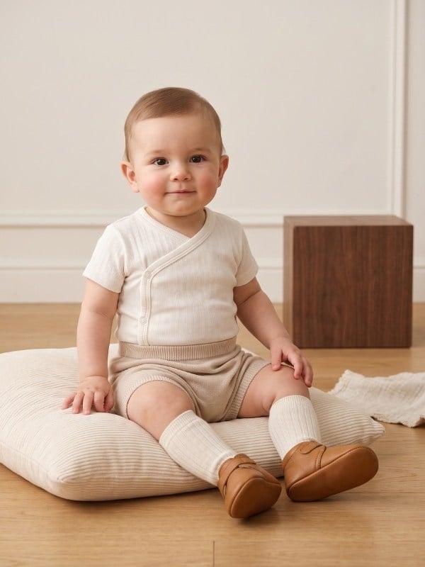 Bebek Yarım Kollu Kruvaze Çıtçıtlı Body