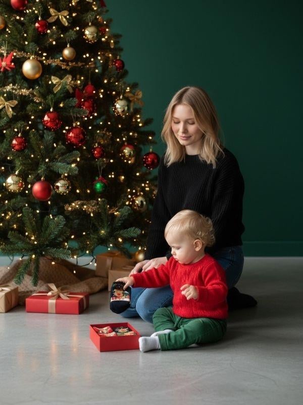 Bebek Yılbaşı Temalı 3'lü Kutulu Havlu Çorap Seti