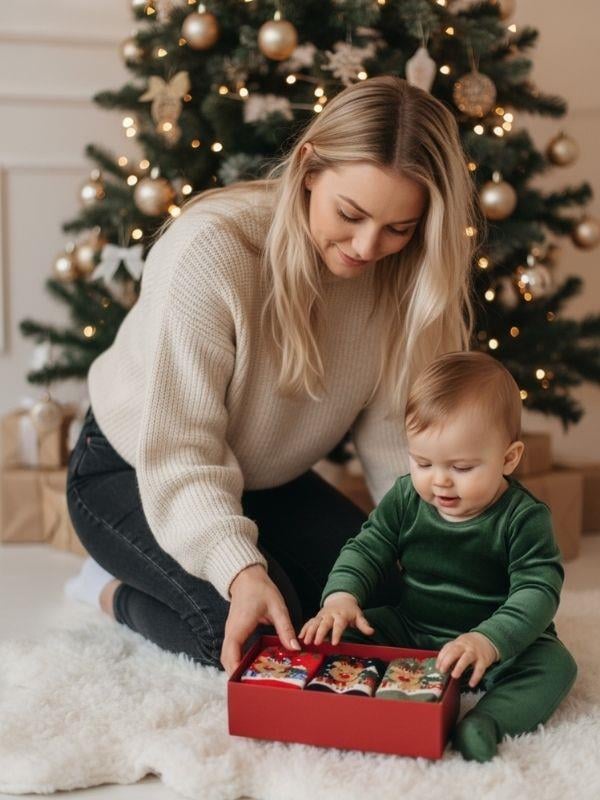 Bebek Yılbaşı Temalı 3'lü Kutulu Havlu Çorap Seti