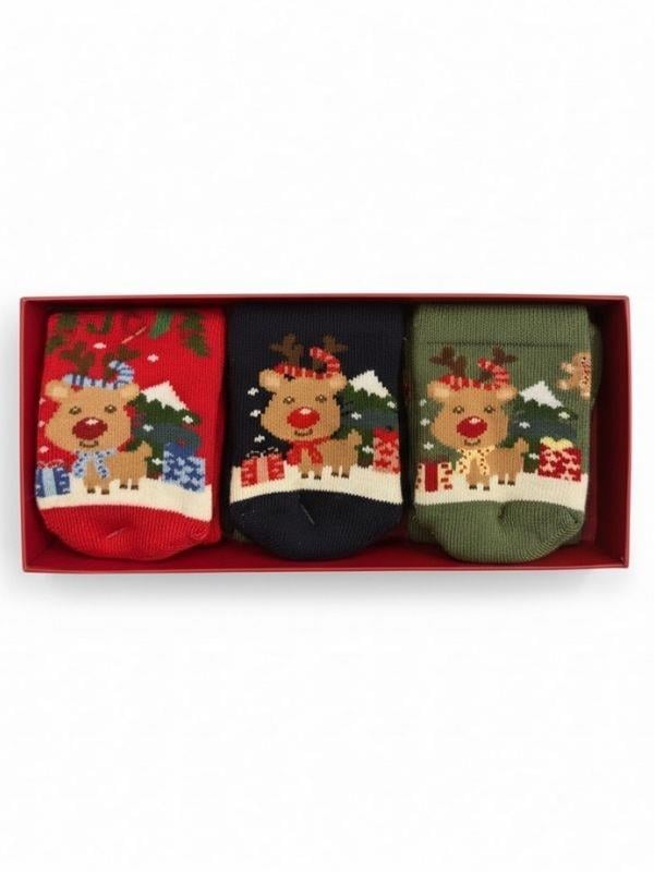 Bebek Yılbaşı Temalı 3'lü Kutulu Havlu Çorap Seti