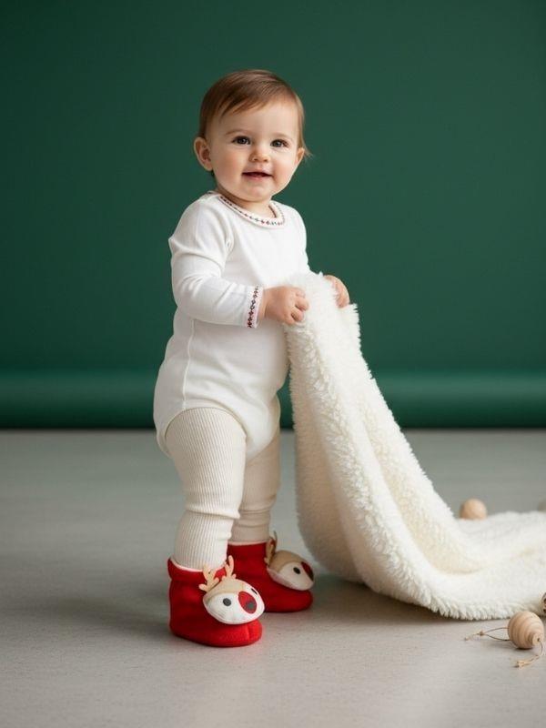 Bebek Yılbaşı Temalı Çıngıraklı Kutulu Patik