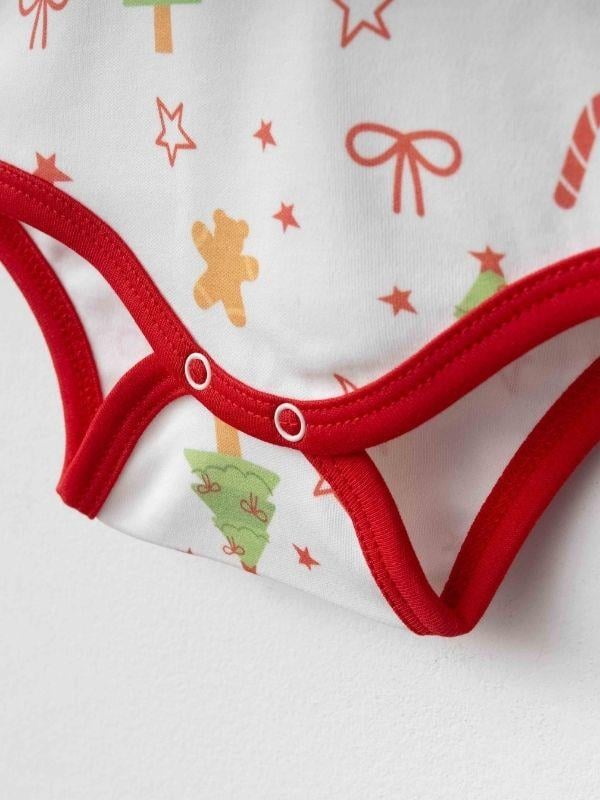 Bebek Yılbaşı Temalı Organik Uzun Kollu Çıtçıtlı Body