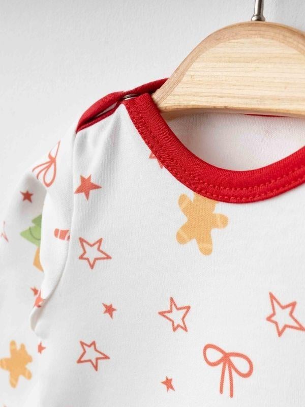 Bebek Yılbaşı Temalı Organik Uzun Kollu Çıtçıtlı Body