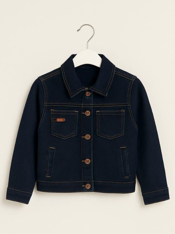 Çift Cep Detaylı Lycralı Lacivert  Kot Ceket