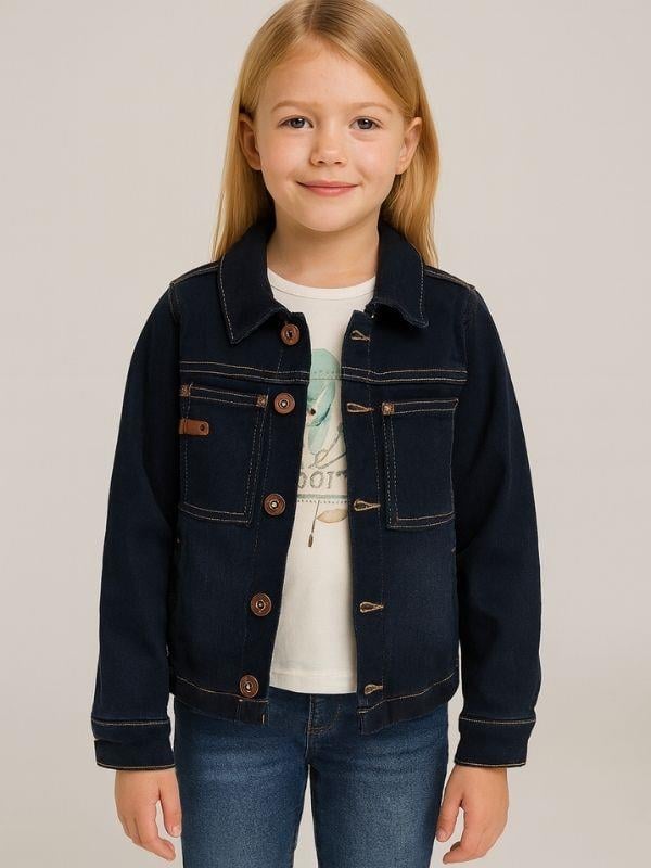 Çift Cep Detaylı Lycralı Lacivert  Kot Ceket