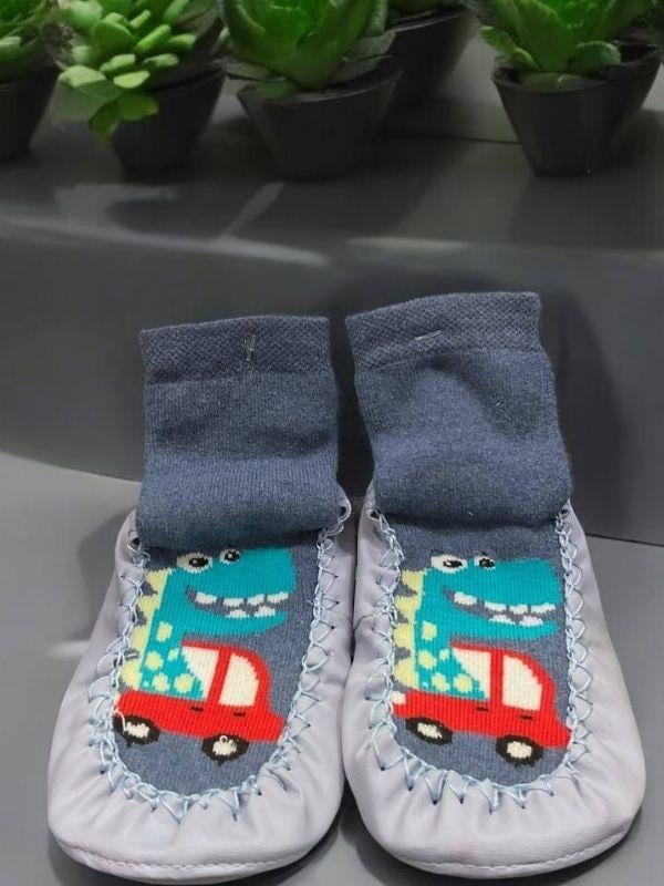 Çocuk Altı Kaydırmazlı Yılbaşı Desenli Ev Çorabı