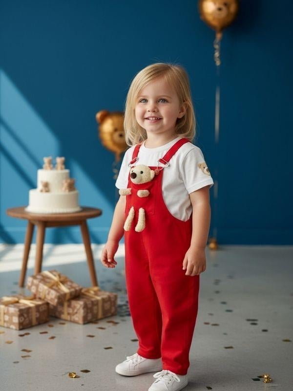 Çocuk Ayıcıklı Pantolon Salopet