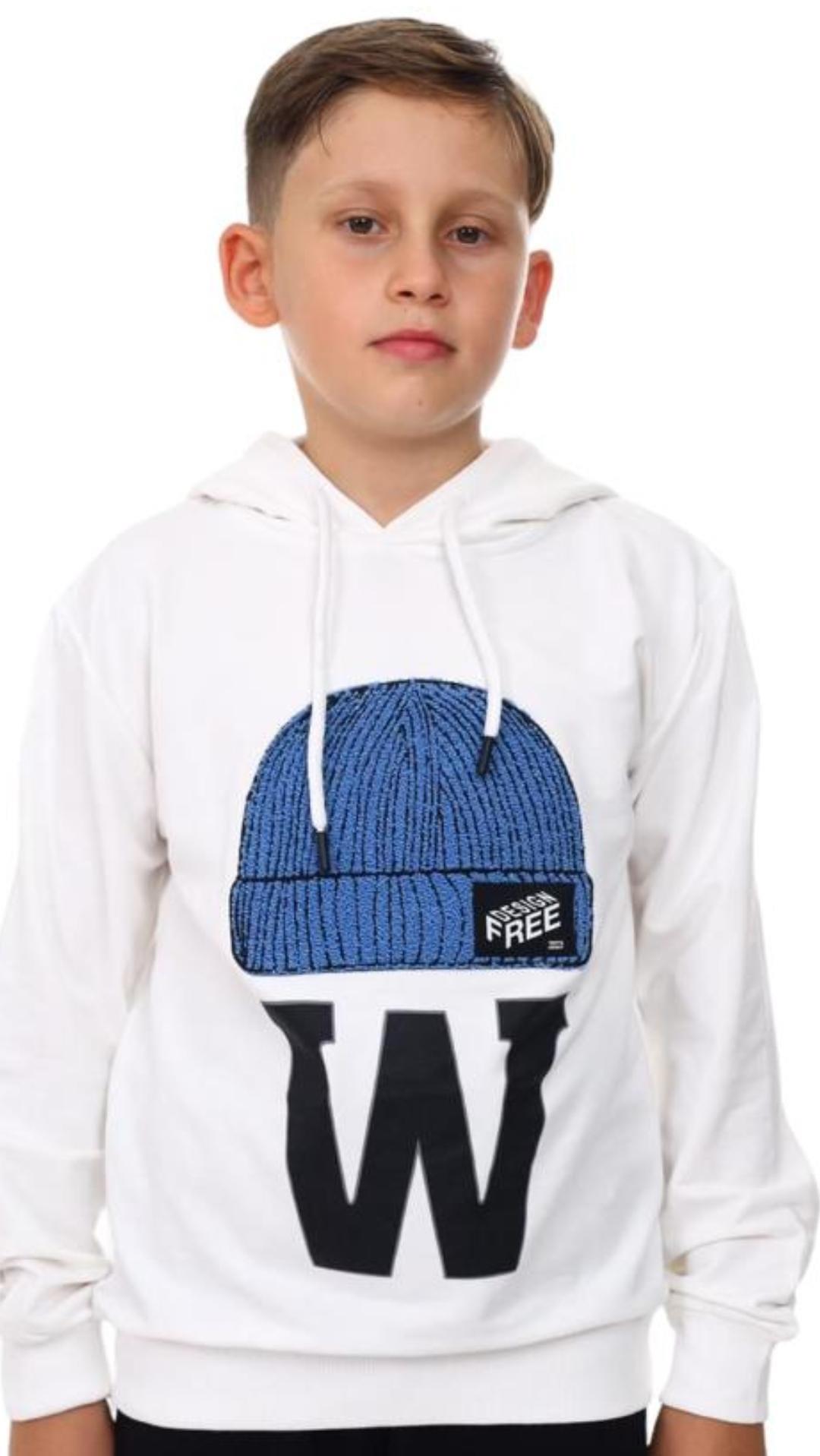 Çocuk Bere Baskılı Ve İşlemeli Kapüşonlu Sweatshirt
