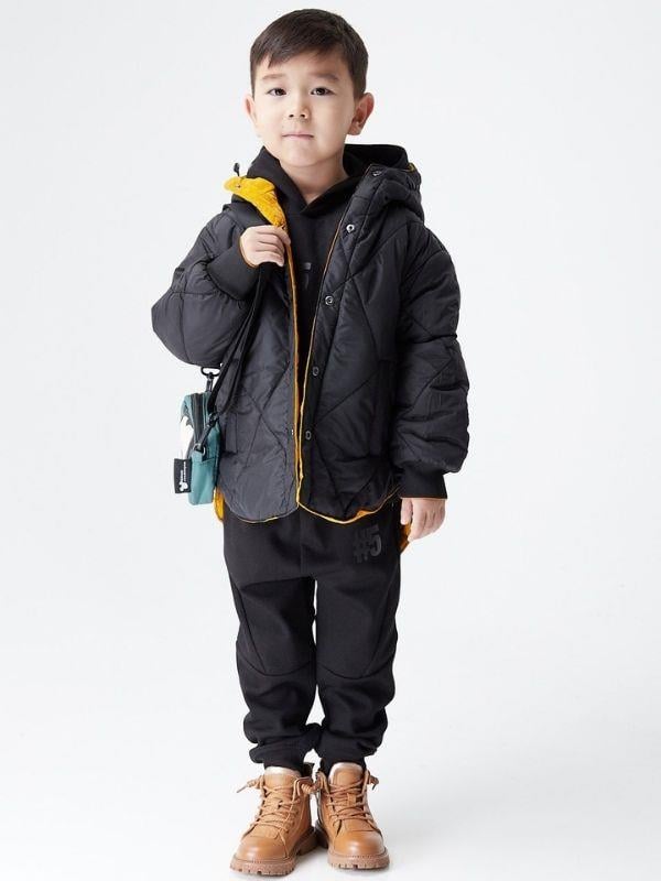 Çocuk Desenli Çift Taraflı Cepli Mont