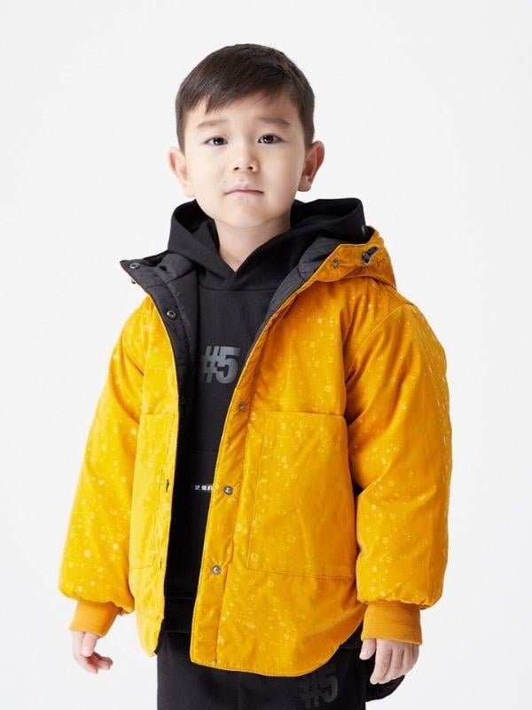 Çocuk Desenli Çift Taraflı Cepli Mont