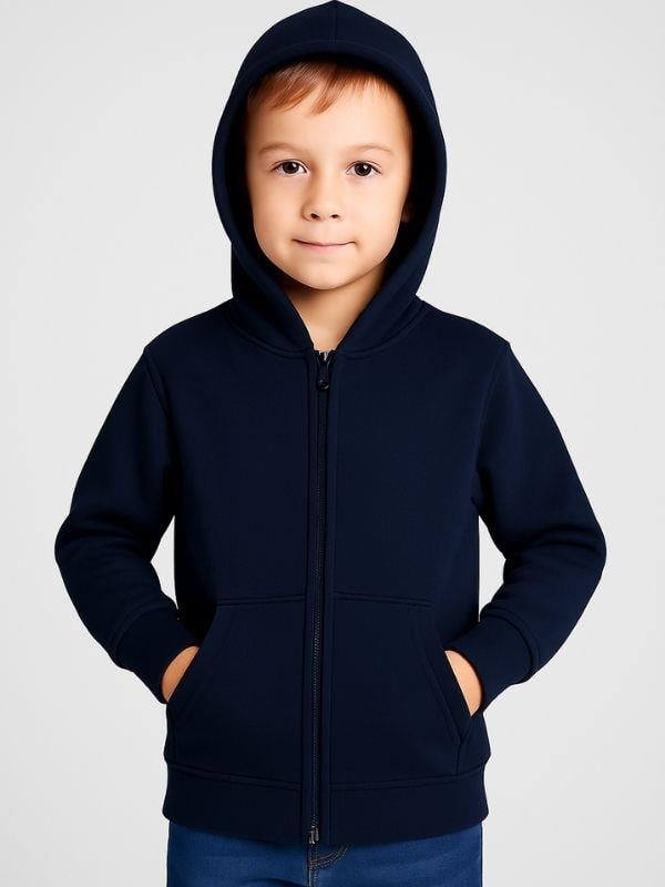 Çocuk Fermuarlı İnce Mevsimlik Basic Kapüşonlu Okul Hırkası