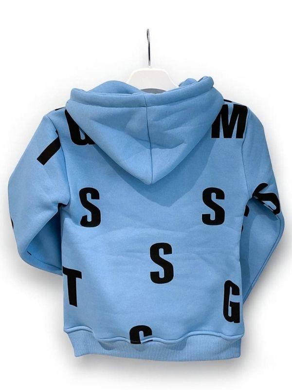 Çocuk Harf Baskılı Şardonlu Kapuşonlu Sweatshirt