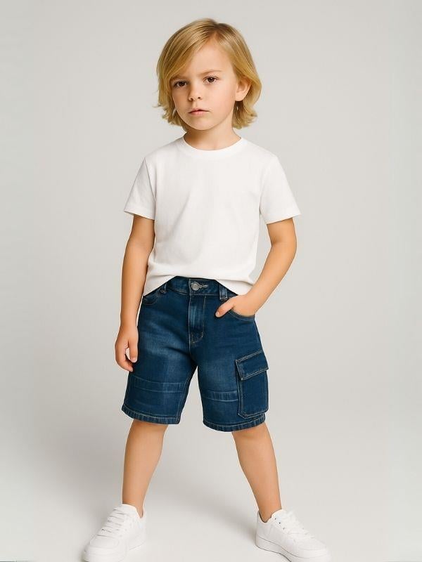 Çocuk Kargo Cepli Kot Şort