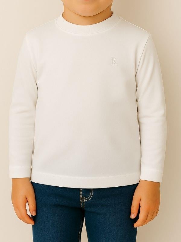 Çocuk Pamuklu Basic Yarım Dik Yaka Uzun Kollu T-shirt