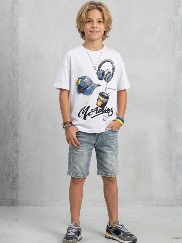 Çocuk Pamuklu Baskılı T-shirt