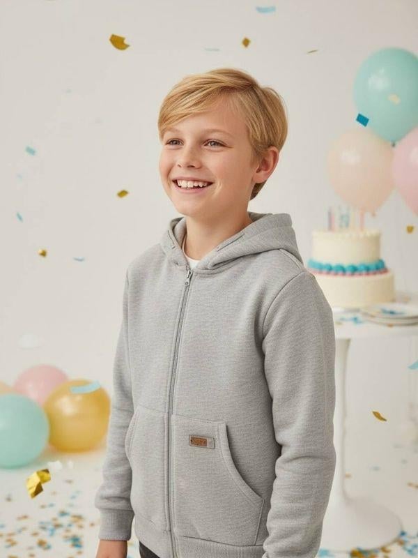 Çocuk Pamuklu Kapüşonlu Basic Hırka