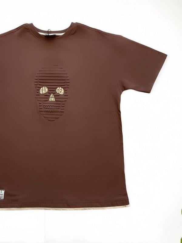 Çocuk Pamuklu Oversize Kuru Kafa Desenli Tshirt