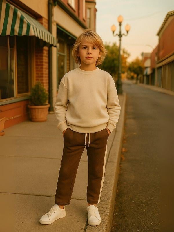 Çocuk Pamuklu Yanları Şerit Detaylı Eşofman Altı