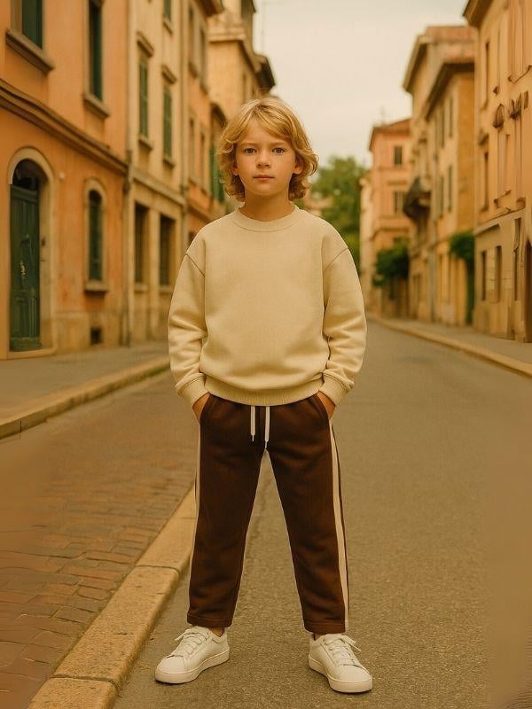 Çocuk Pamuklu Yanları Şerit Detaylı Eşofman Altı