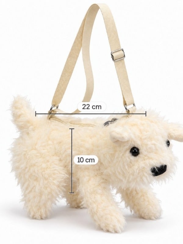Çocuk Peluş Köpek Figürlü Omuz Çantası