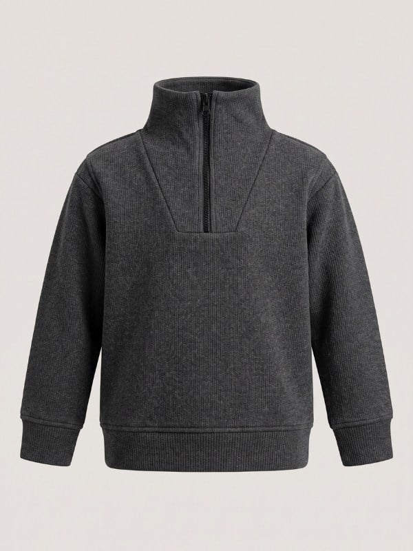 Çocuk Selanik Kumaş Yarım Fermuarlı Sweatshirt