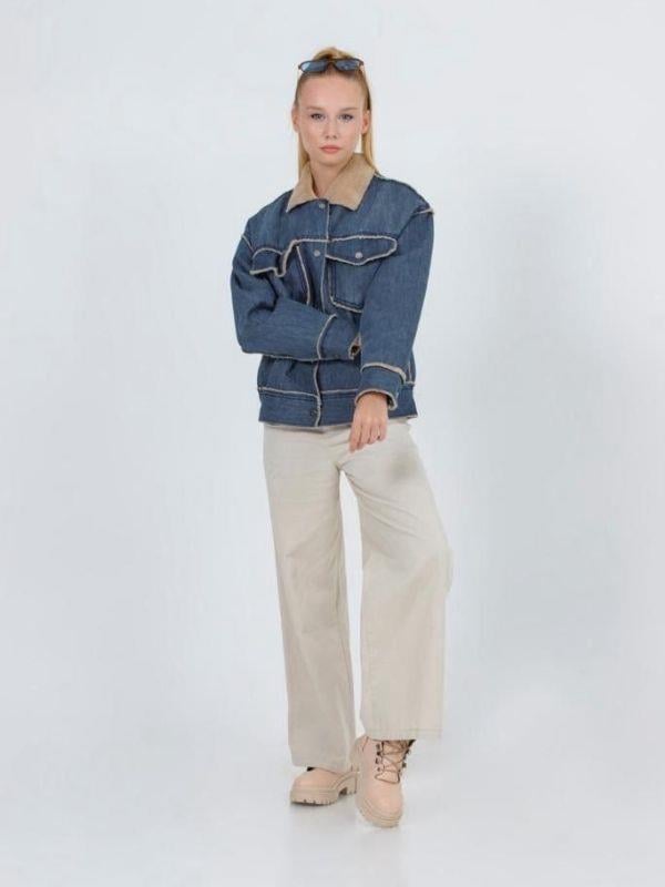 Çocuk Tasarım Geniş Kesim İçi Peluş Kot Mont