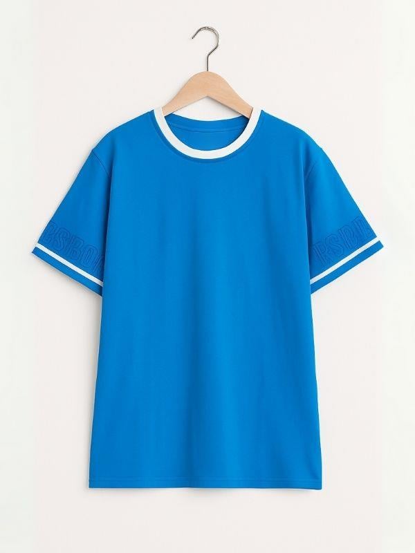 Çocuk Yaka Nervürlü Pamuklu Oversize Kalıp T-shirt