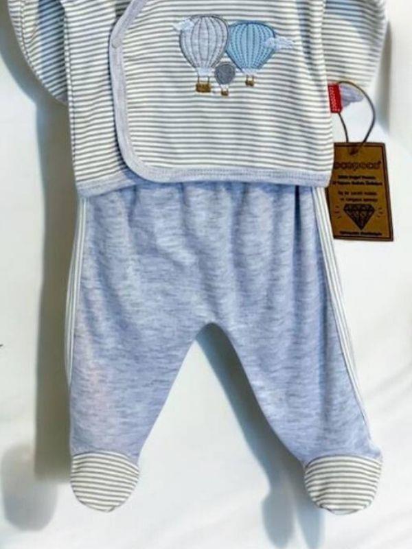 Erkek Bebek 5 Parça Uçan Balon Desenli Hastane Çıkışı Zıbın Seti