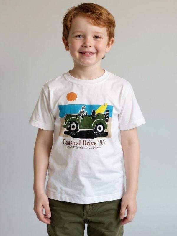 Erkek Bebek Araba Baskılı Tasarım T-shirt