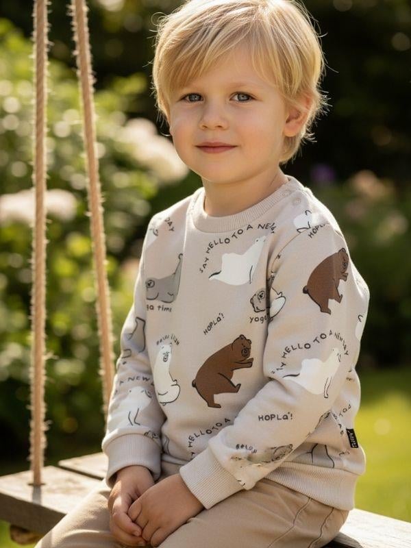 Erkek Bebek Ayıcık Baskılı Sweatshirt