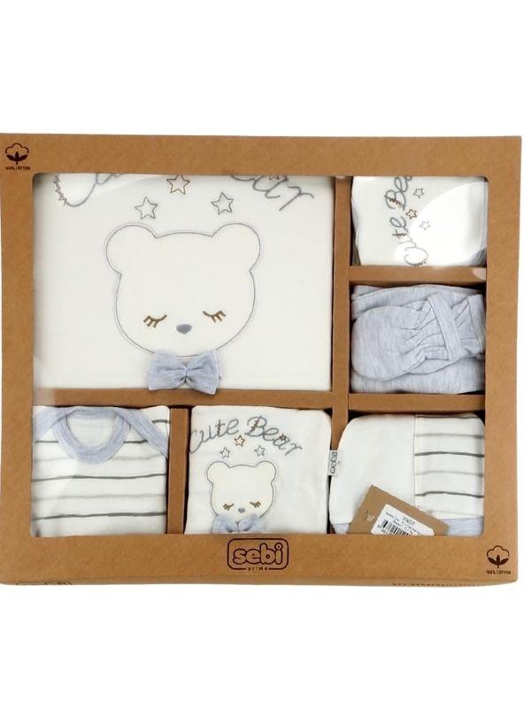 Erkek Bebek Ayıcık Desenli 10 lu Organik Hastane Çıkışı