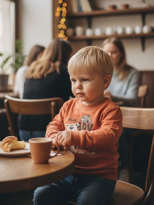 Erkek Bebek Ayıcık Desenli İnce Uzun Kollu T-shirt