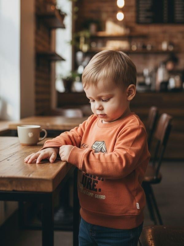 Erkek Bebek Ayıcık Desenli İnce Uzun Kollu T-shirt