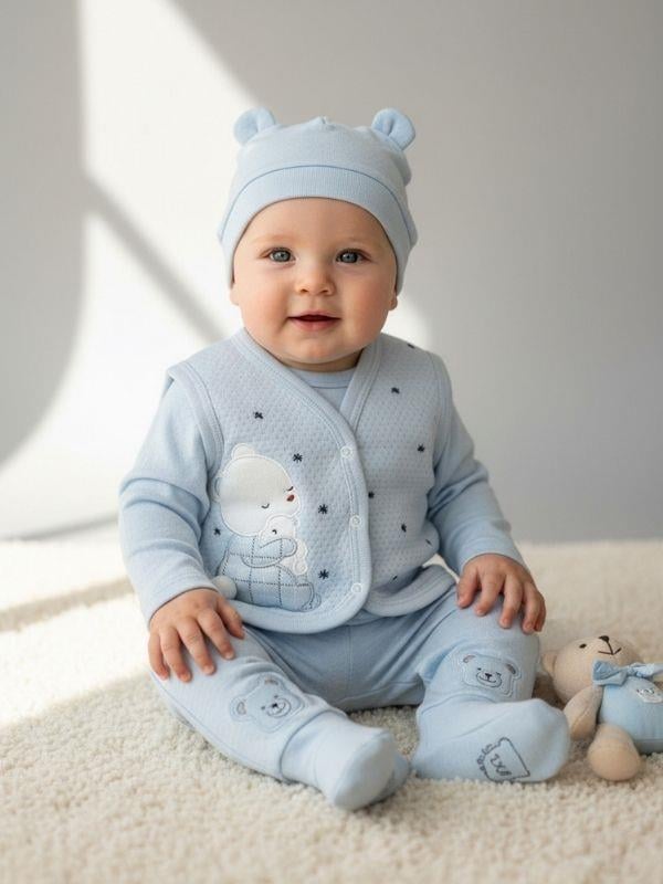 Erkek Bebek Ayıcık Desenli Yelek