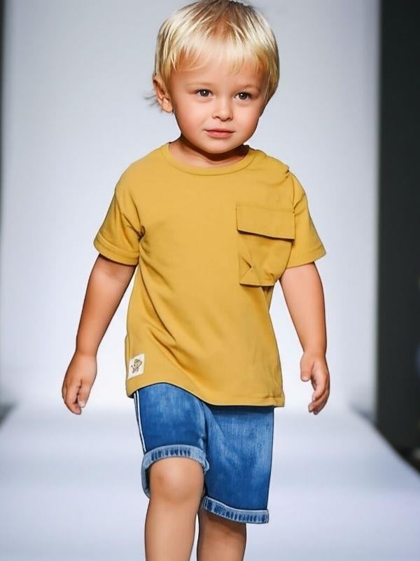 Erkek Bebek Basic Cep Detaylı Tshirt